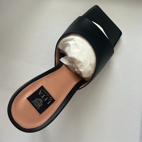 LITA by Ciara Black Solid Square Toe Slide Sandals, L1028-11 Size 42 New in Box - Picture 9 of 14